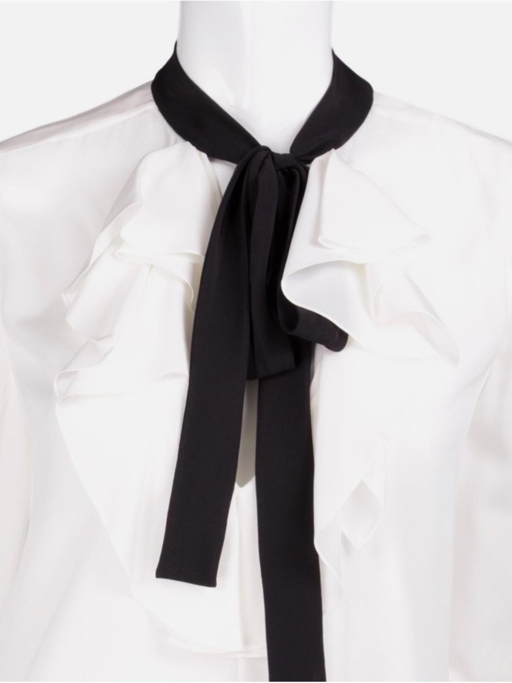 Chloé Cream Blouse with Black Collar Detail